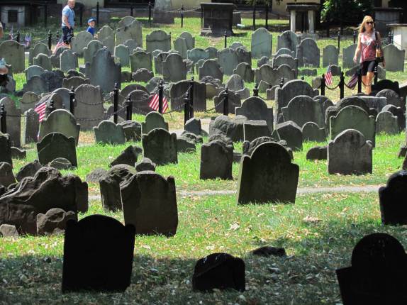 O primeiro cemitério de Boston, capital de Massachusetts, nos Estados Unidos